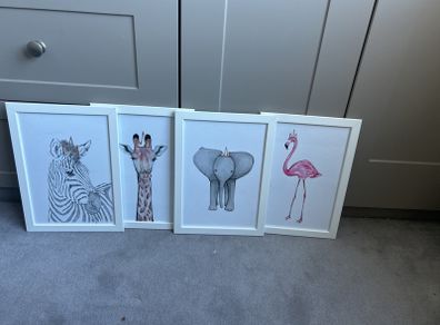 Animal Framed Prints x 4