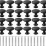 24Pcs Round Cabinet Knobs, 30mm Matted Black Mushroom Drawer Knobs Door Pull Handle for Single Hole Cupboard Wardrobe Furniture - with 24Pcs Screws (FREE POSTAGE) Image 6