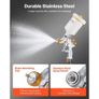 HVLP Air Spray Gun, Gravity Feed Paint Sprayer Gun with 3 Nozzles (1.3/1.4/1.7mm), 600ml Capacity Auto Paint Sprayer with Air Regulator for Automotive Primers, Clear Coats & Topcoats Image 5