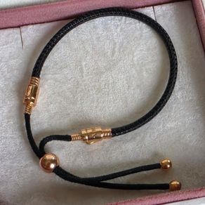 Pandora  leather cord bracelet with rose gold details