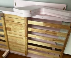 Girl Extendable Bed. light Pink and Mattress. IKEA BUSUNGE