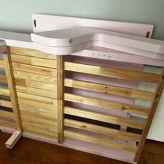 Girl Extendable Bed. light Pink and Mattress. IKEA BUSUNGE