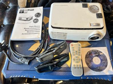Optoma HD65 ThemeScene 720p DLP home theater, screen, 3D glasses