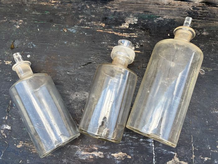 Vintage Pharmacy chemist bottles x3
