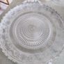 VINTAGE ANTIQUE Molded engraved crystal centerpiece resting on a two handled painted white metal patinated base.  Condition report:  Good condition Image 7