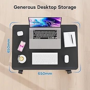 Mobile Standing Desk with 4 Rolling Castors, Height Adjustable Desk on Wheels, Portable Stand Up Desk, Over-Bed Table for Living Room, Bedroom, Medical Use, Ergonomic, Space Saving
