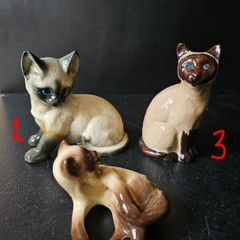 Vintage Siamese  Cats Ceramic Figurines