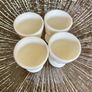 4 x Rare Vintage Arc Arcopal France Iridescent Milk Glass Egg Holder Cup White Art Deco Style Swirl Design Image 7
