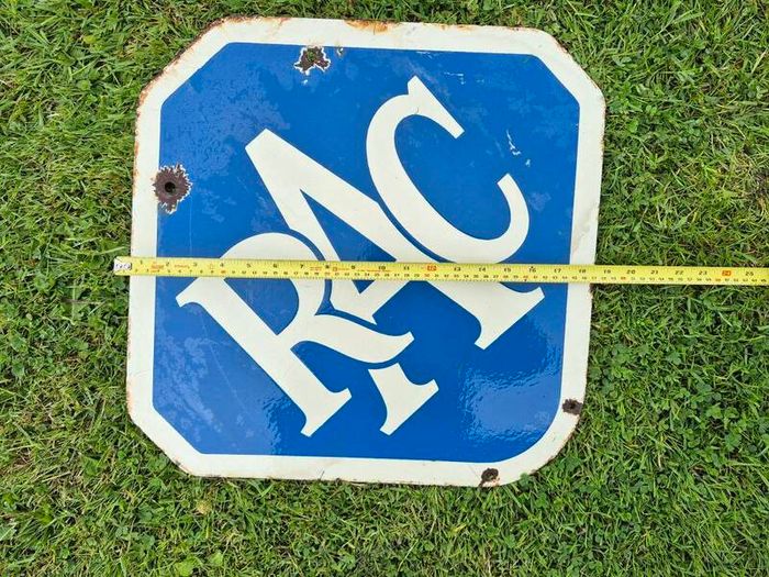 Vintage RAC Double-Sided Porcelain Enamel Sign  Original 1930s-50s 3kg, 56x57.5cm