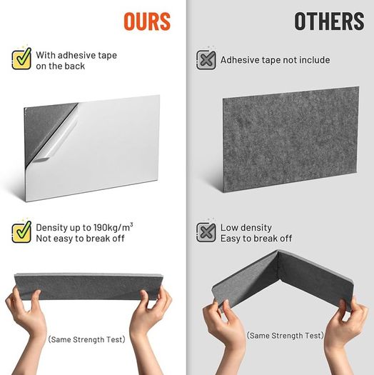 SPRING SALE | Acoustic Wall Panels 12 Pack 9 mm Thick Padded with Back Adhesive 34x20 cm Soundproof Insulation Panel Sound Absorbing Noise Reduction Panels for Office Door Walls, Dark Drey