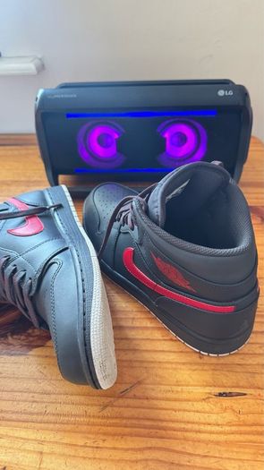 Air Jordan 1 Mid Anthracite Gym Red (Authentic) - Size UK 9 / EU 44