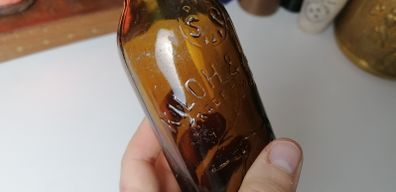 38 - Vintage Kiloh Beer Bottle Embossed Letters Brown Glass Cork