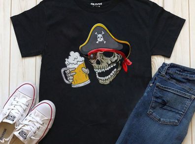 Pirate drinking beer t-shirt