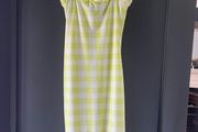 PRETTYLITTLETHING Lime check mini bodycon dress size 6