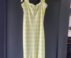 PRETTYLITTLETHING Lime check mini bodycon dress size 6
