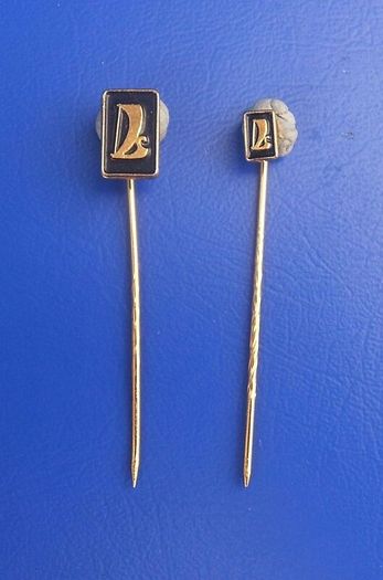 LADA cars (x 2) - vintage promotional stickpin logo badges (1970s)