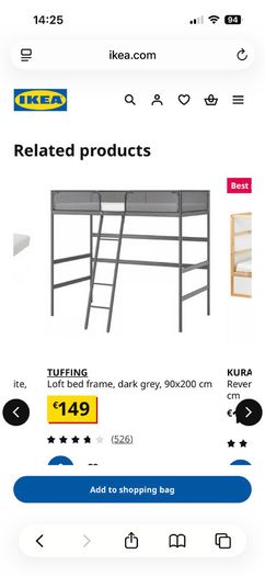 IKEA  Tuffing Single Bed loft sleeper