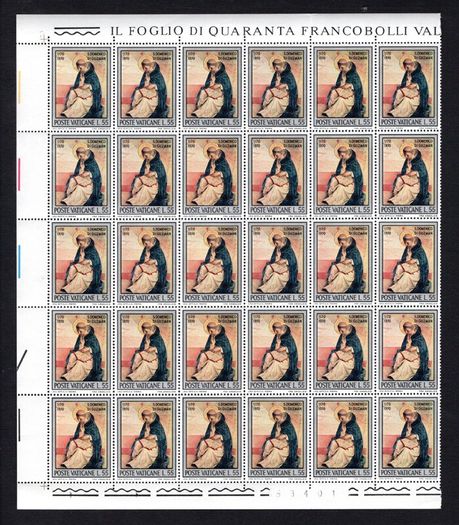 1971 Vatican City The 800th Anniversary of the birth of Holy Dominikus Commemorative Stamps marginal Corner Blocks of 30 Mint Never Hinged (MNH)