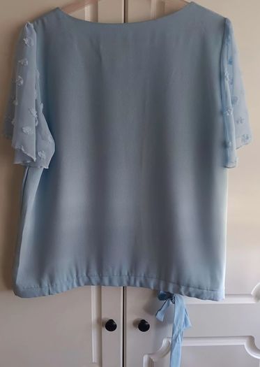 Light Blue and Black Short Sleeve Tops