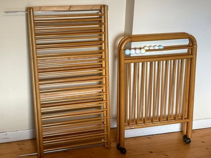 Large Wooden Baby Cot & Mattress | Classic Natural Wood Finish