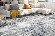 Modern Abstract Area Rug 200x300cm Washable Living Room Rug Non-slip Soft Carpet Short Pile Faux Wool Boho Art Floor Carpet for Living Room Bedroom Home Office Dining Room Kitchen Decor, Gery