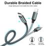 Multi Charger Cable, 3 in 1 Charger Cable [1.2M] Multiple USB Cable Nylon Braided with Micro USB Type C Lightning Cable Connector for iPhone, Android Galaxy, Huawei, Nexus, Nokia,LG, Sony, PS4-Green Image 2