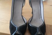 Office black suede peep toe high heels shoes