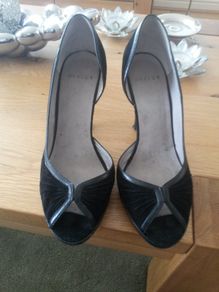 Office black suede peep toe high heels shoes