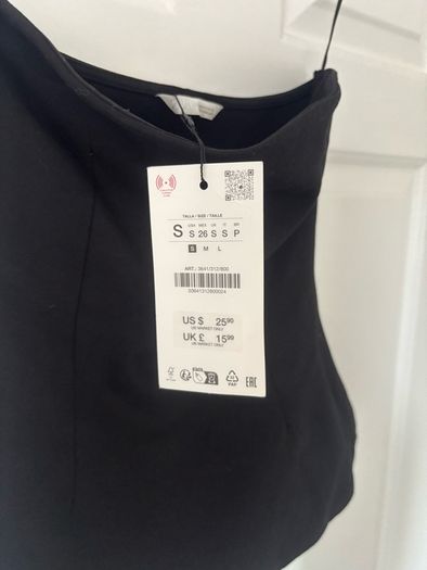 Zara black bandeau top size S