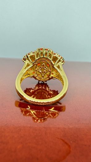 Silver D'joy 1.88 Ct Floral Opal Ring in 18K Yellow Gold Vermeil