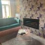 Green Velvet 2-Seater Sofa Bed with Pink Fringe Image 5