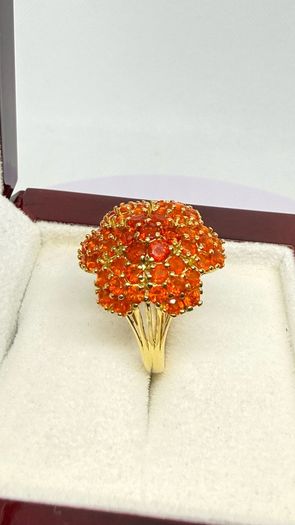 Silver D'joy 1.88 Ct Floral Opal Ring in 18K Yellow Gold Vermeil