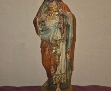 Antique Hand Painted Sacred Heart of Jesus Statue
