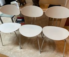 3 x Solid Modern White Kitchen Dining Chairs - Can Deliver