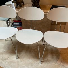 3 x Solid Modern White Kitchen Dining Chairs - Can Deliver