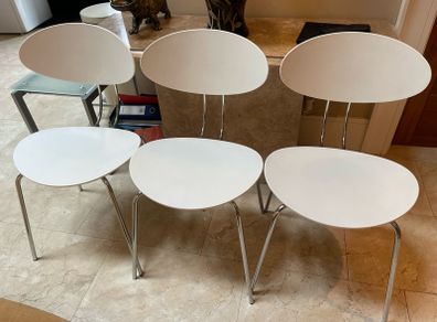 3 x Solid Modern White Kitchen Dining Chairs - Can Deliver