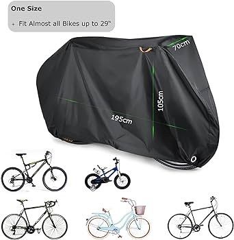 FREE EXPRESS SHIPPING Bike Cover, Waterproof Bicycle Cover Indoor Outdoor Storage - 210T Nylon with Pu Coating, Safty Straps, Lock-holes, Fits for Most Bikes