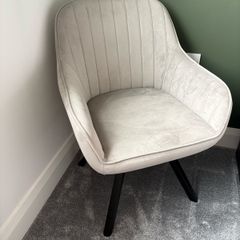 Armchair Grey Accent Velvet Swivel Chair