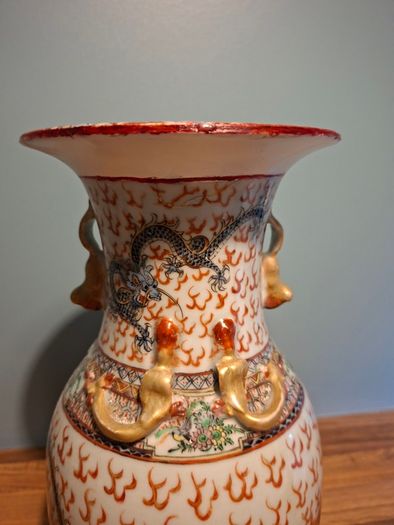 Chinese Dragon Vase Early 20th Century Republic Large 35cm