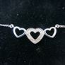 Vintage Sterling Silver 925 Triple Heart Necklace 2,5g L-9" Image 2