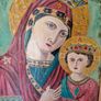 Hand painted Icon Madonna & Child Oil on Canvas Image 2