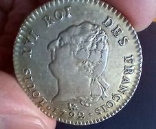 1792 Louis XVI, King of France, 30 Sols Silver Coin