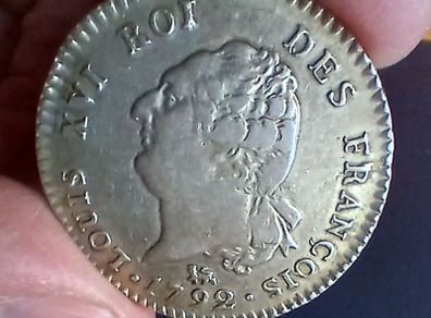 1792 Louis XVI, King of France, 30 Sols Silver Coin