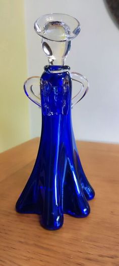 Cobalt blue glass angel candle holder