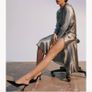 Silver satin dress size L Image 5