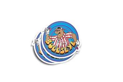 Bullseye Bully Retro Darts TV Gameshow Glossy Stickers 2-Pack
