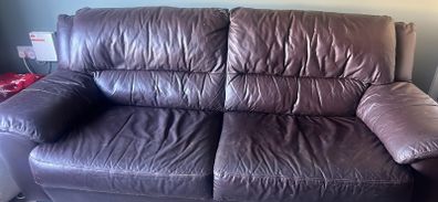 Dark brown leather sofa
