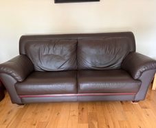 Genuine Leather 3-Piece Suite Excellent Condition Chocolate Brown