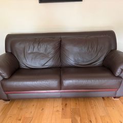 Genuine Leather 3-Piece Suite Excellent Condition Chocolate Brown