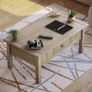 Panama 1 Drawer Coffee Table, Rustic Living Room Furniture, Natural Oak Wood, Wax Finish Image 2